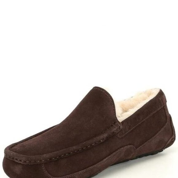 UGG Men's Ascot Slipper Shoe Slip-On Sheepskin Suede Indoor/Outdoor Espresso 8 - Picture 4 of 7